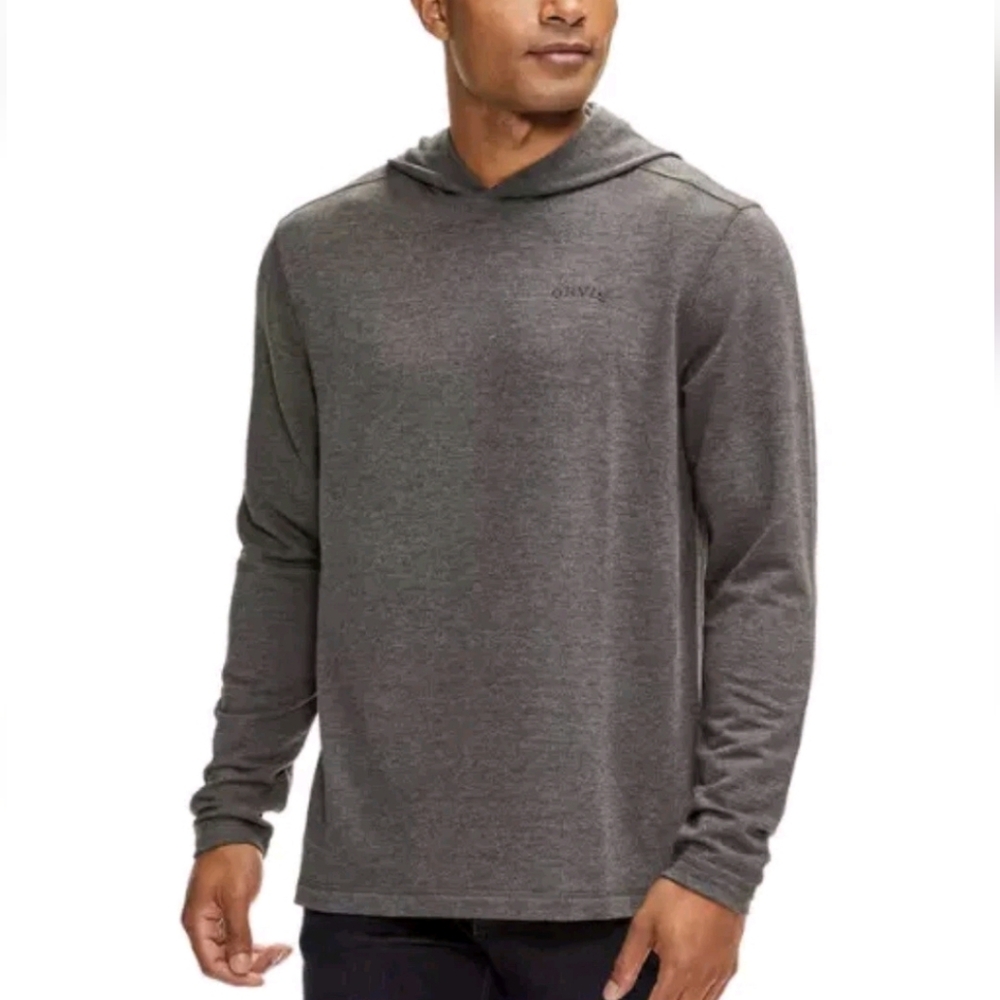 LIKE NEW Orvis Gray French Terry Long Sleeve Hooded Pullover Size Large